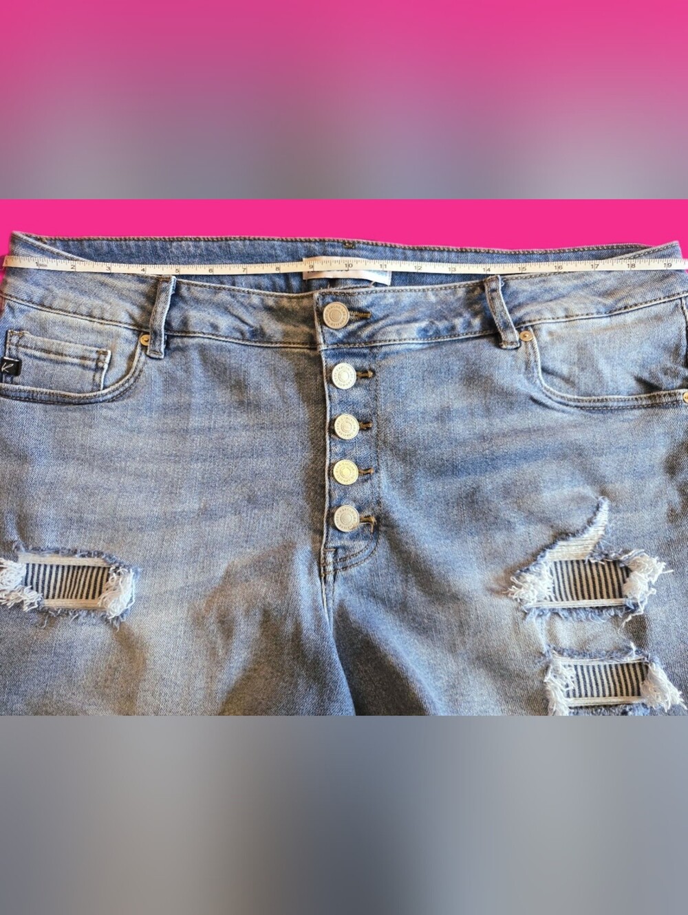 "KanCan" High-Rise Distressed Button Fly Denim Shorts-Size 18-NWOT - Picture 7 of 13